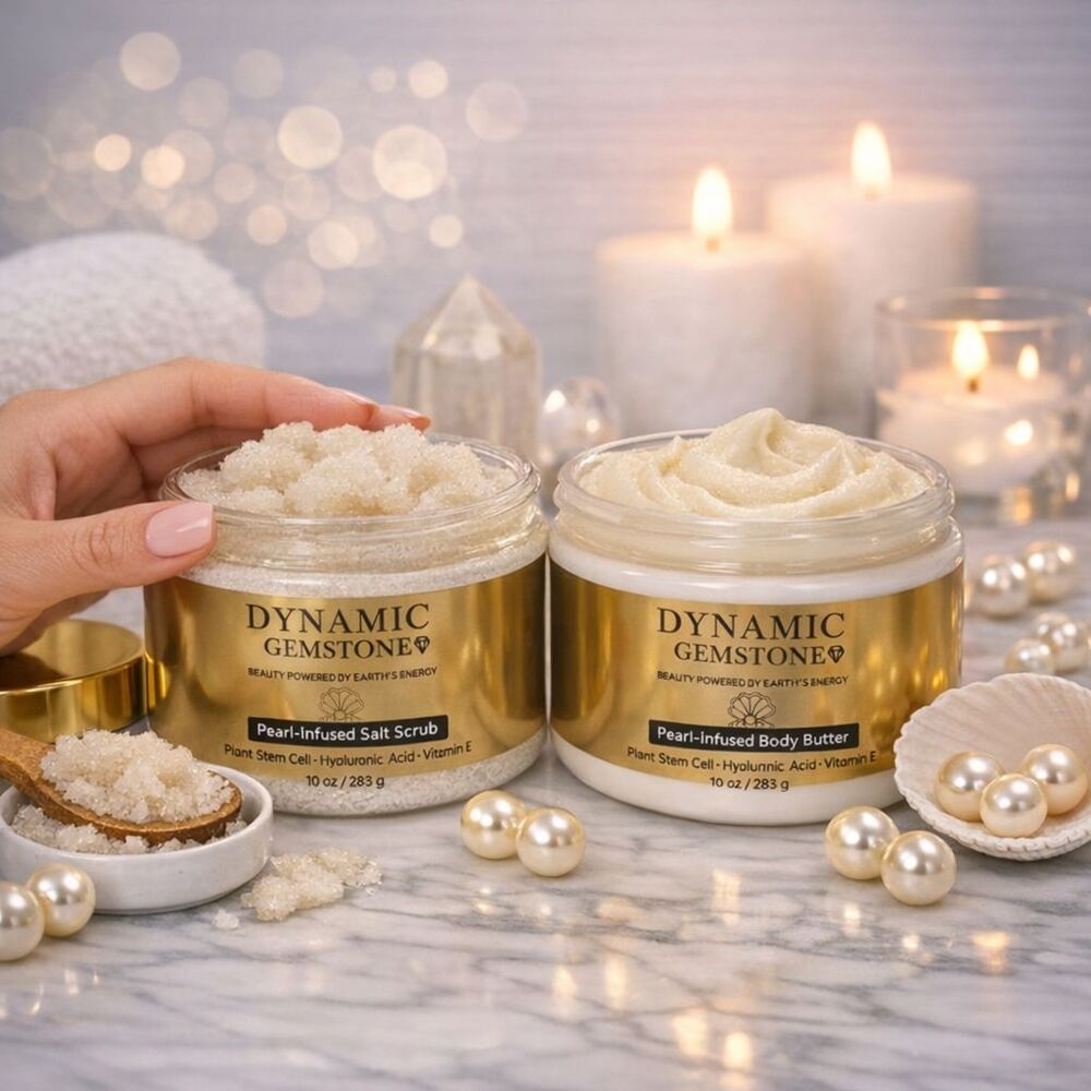 Dynamic Gemstone Pearl‑Infused | Body Butter or Salt Scrub | Choose Type | 10 oz